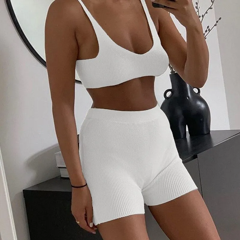 2-Piece Ribbed Shorts Set