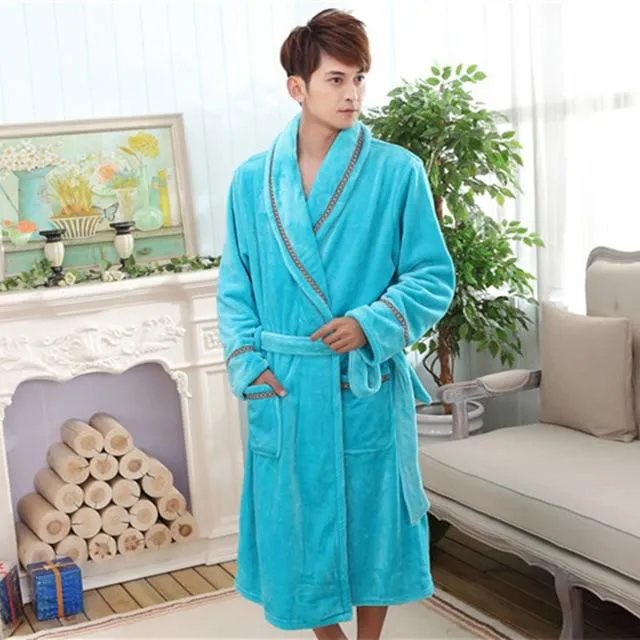 2017 Autumn winter Fleece flannel nightgown Men Women couple bathrobe pajamas lounges homewear clothes thickening robe sleepwear