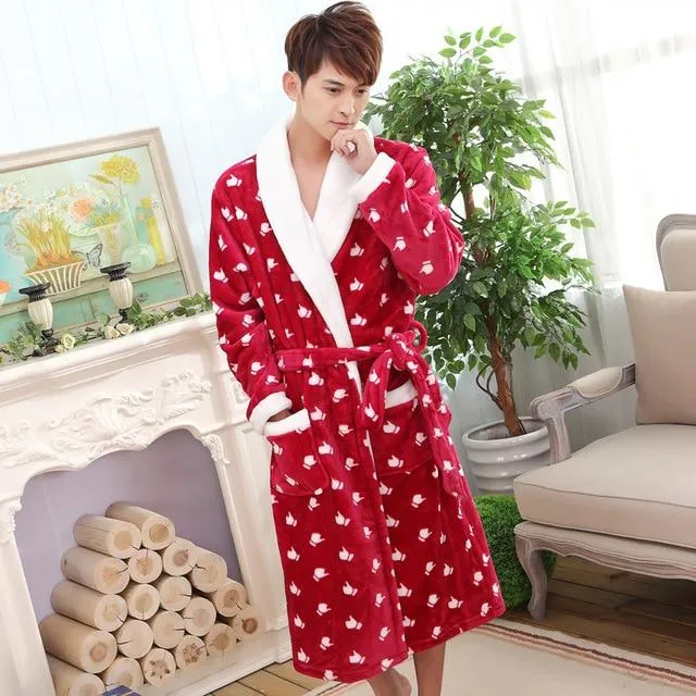 2017 Autumn winter Fleece flannel nightgown Men Women couple bathrobe pajamas lounges homewear clothes thickening robe sleepwear