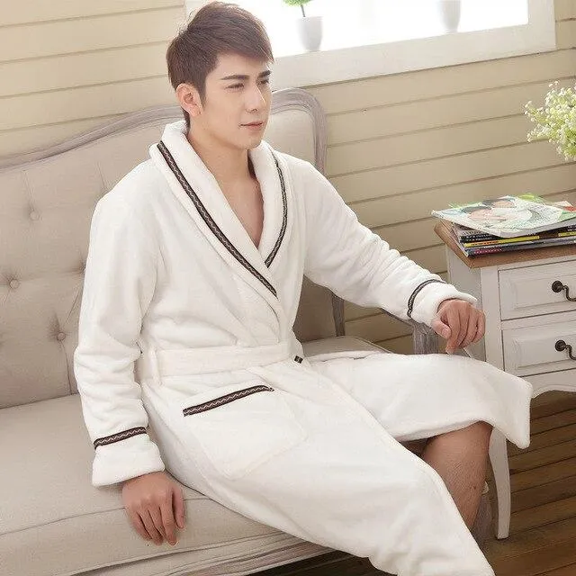 2017 Autumn winter Fleece flannel nightgown Men Women couple bathrobe pajamas lounges homewear clothes thickening robe sleepwear
