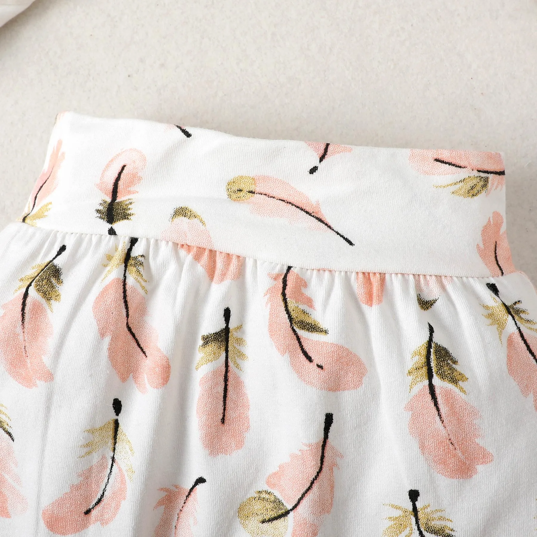 3-18M kid fashion girls Clothes Girl Long Sleeve Feather Bodysuit Pants Hat 3Pcs White Catpapa 191681