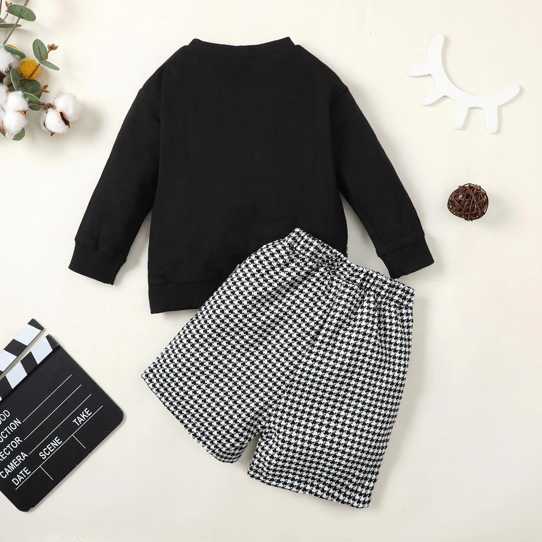 3-24M Kid Clothes Baby Girl Clothes Outfits Houndstooth Top&Short 2PCS Baby daliy wear Catpapa 200955