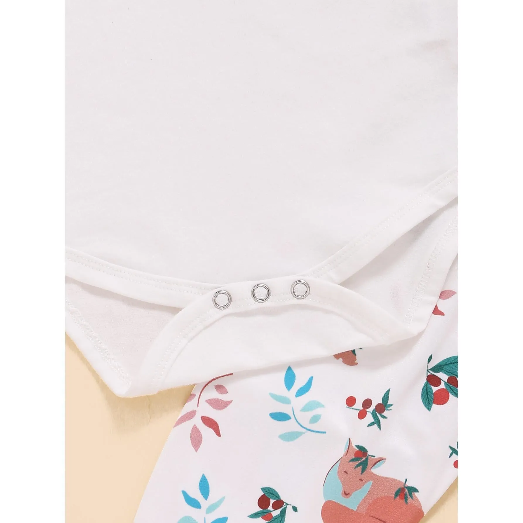 3-24M Kid fashion Girl Clothes Girl Outfits Long Sleeve Fox Print Romper Top Pants Hat 3PCS Clothing Set  White Catpapa WL20061083