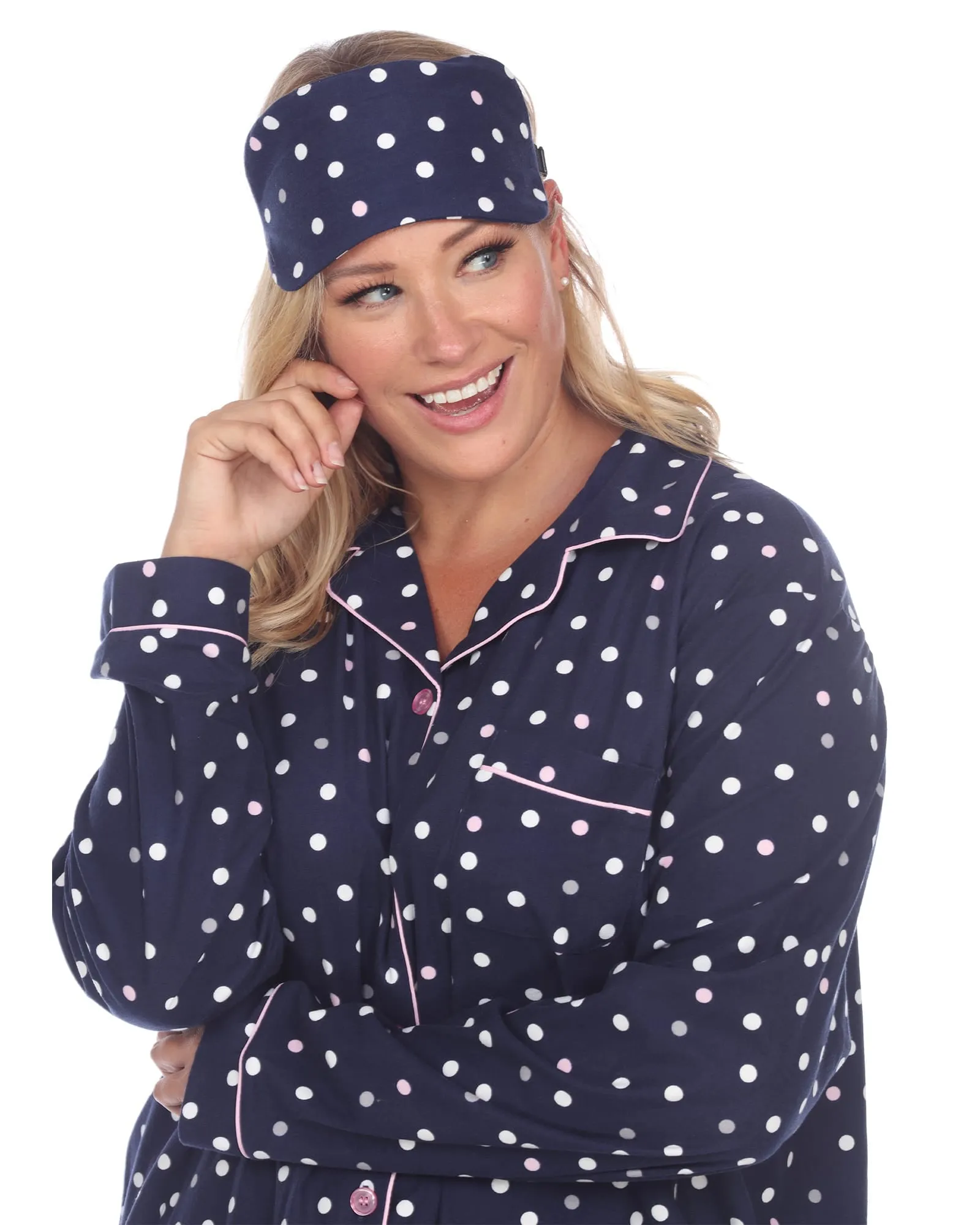 3 Piece Pajama Set | Navy Polka Dots