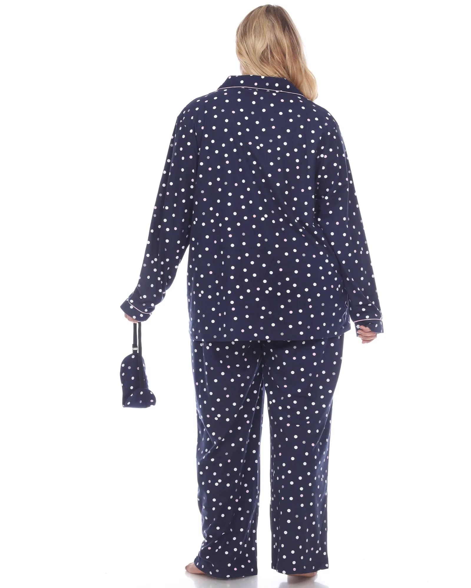 3 Piece Pajama Set | Navy Polka Dots