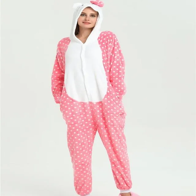 Adults Animal Kigurumi Pajamas Sets Sleepwear Cosplay Zipper Women Men Winter Unisex unicornio Stitch Cartoon Unicorn Pajamas