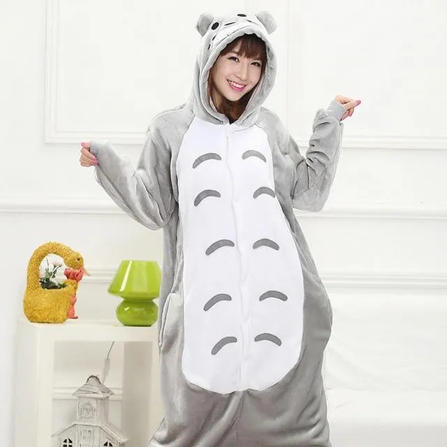 Adults Animal Kigurumi Pajamas Sets Sleepwear Cosplay Zipper Women Men Winter Unisex unicornio Stitch Cartoon Unicorn Pajamas