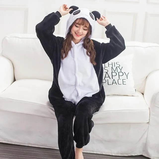 Adults Animal Kigurumi Pajamas Sets Sleepwear Cosplay Zipper Women Men Winter Unisex unicornio Stitch Cartoon Unicorn Pajamas