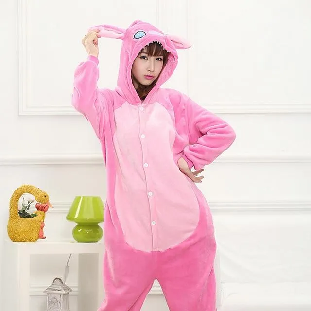 Adults Animal Kigurumi Pajamas Sets Sleepwear Cosplay Zipper Women Men Winter Unisex unicornio Stitch Cartoon Unicorn Pajamas