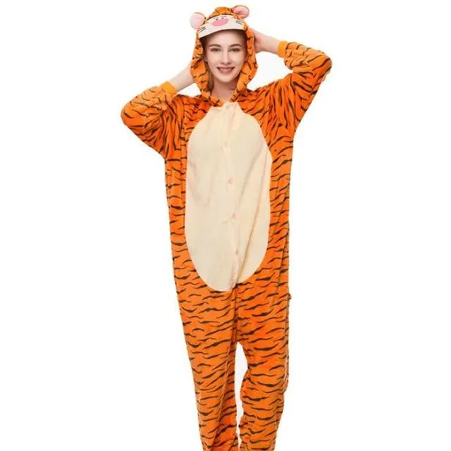Adults Animal Kigurumi Pajamas Sets Sleepwear Cosplay Zipper Women Men Winter Unisex unicornio Stitch Cartoon Unicorn Pajamas