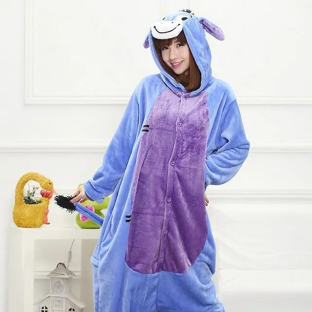 Adults Animal Kigurumi Pajamas Sets Sleepwear Cosplay Zipper Women Men Winter Unisex unicornio Stitch Cartoon Unicorn Pajamas