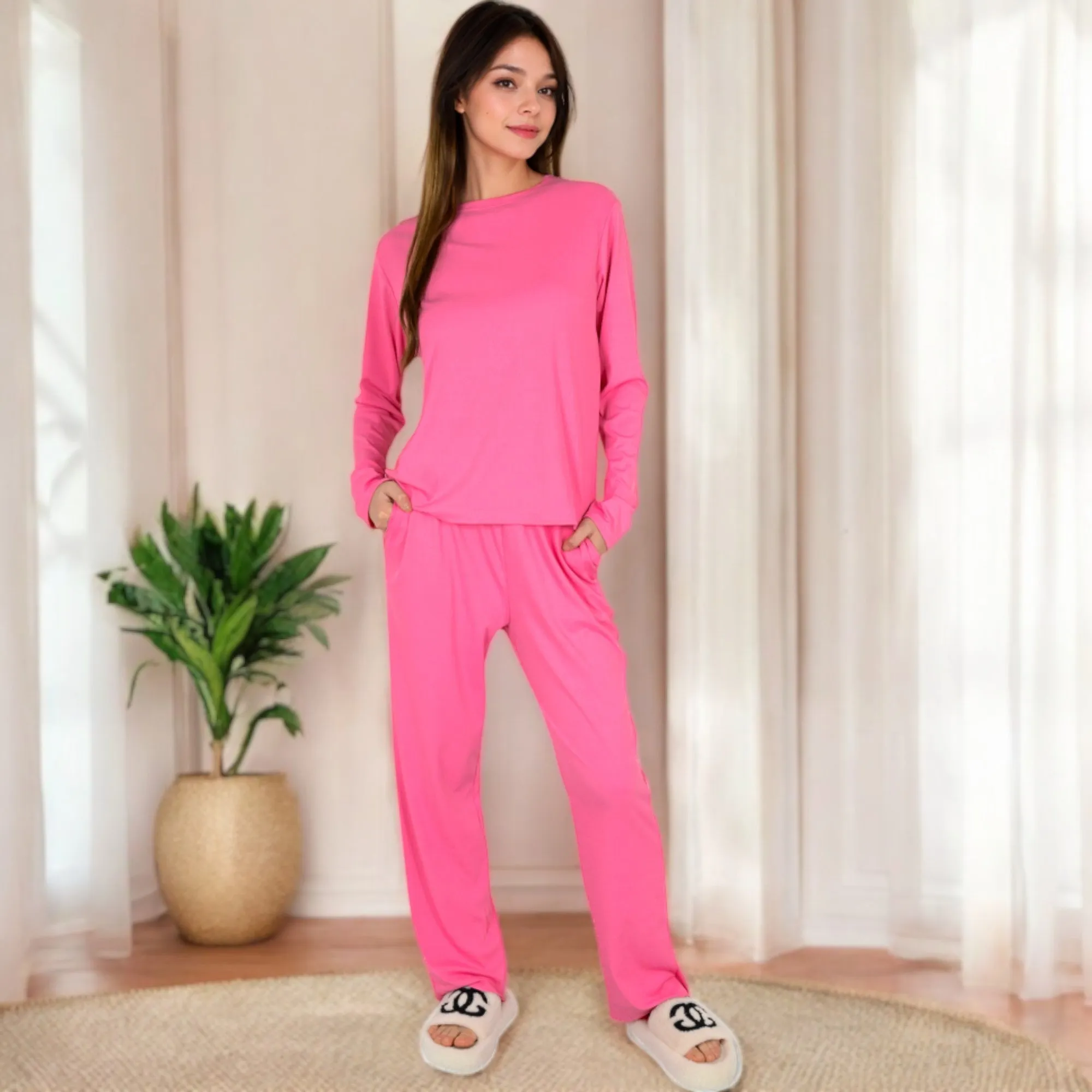 Anna-Kaci Women's Long Sleeve Pajama Set with Relaxed Fit and Soft Fabric