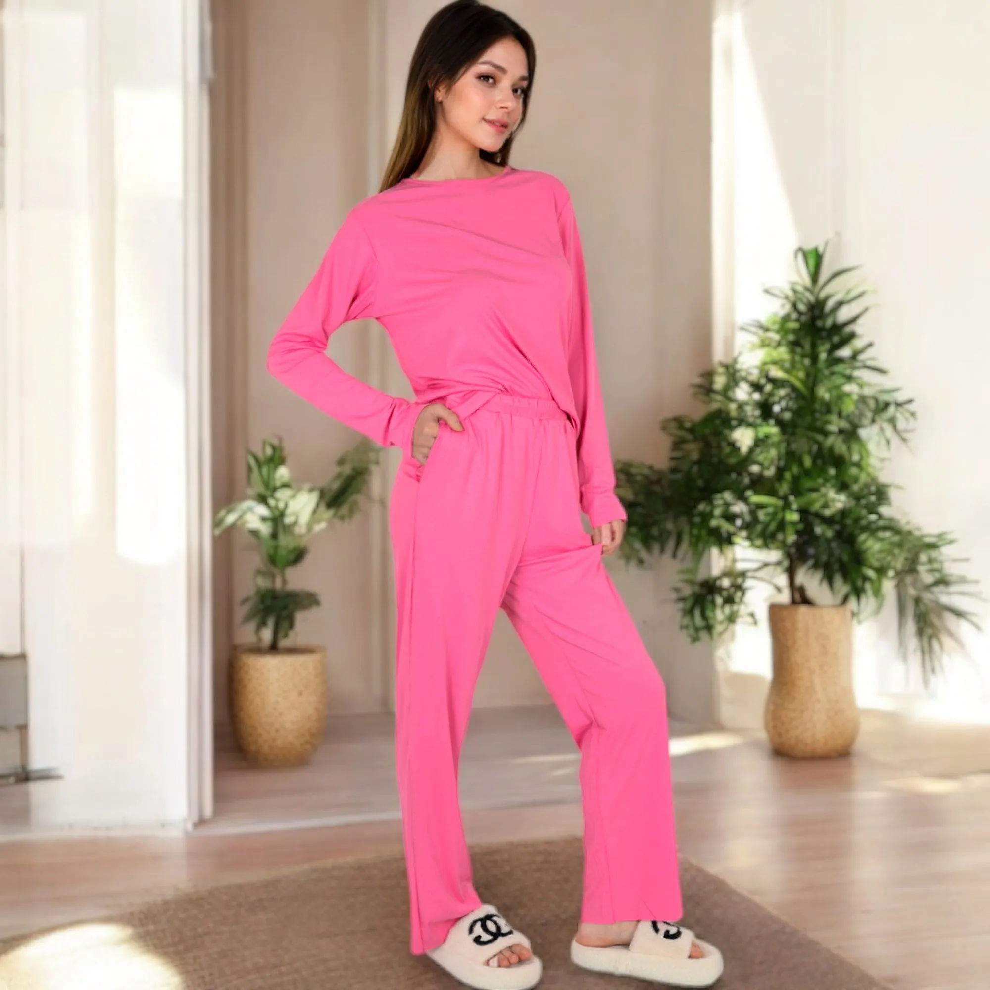 Anna-Kaci Women's Long Sleeve Pajama Set with Relaxed Fit and Soft Fabric