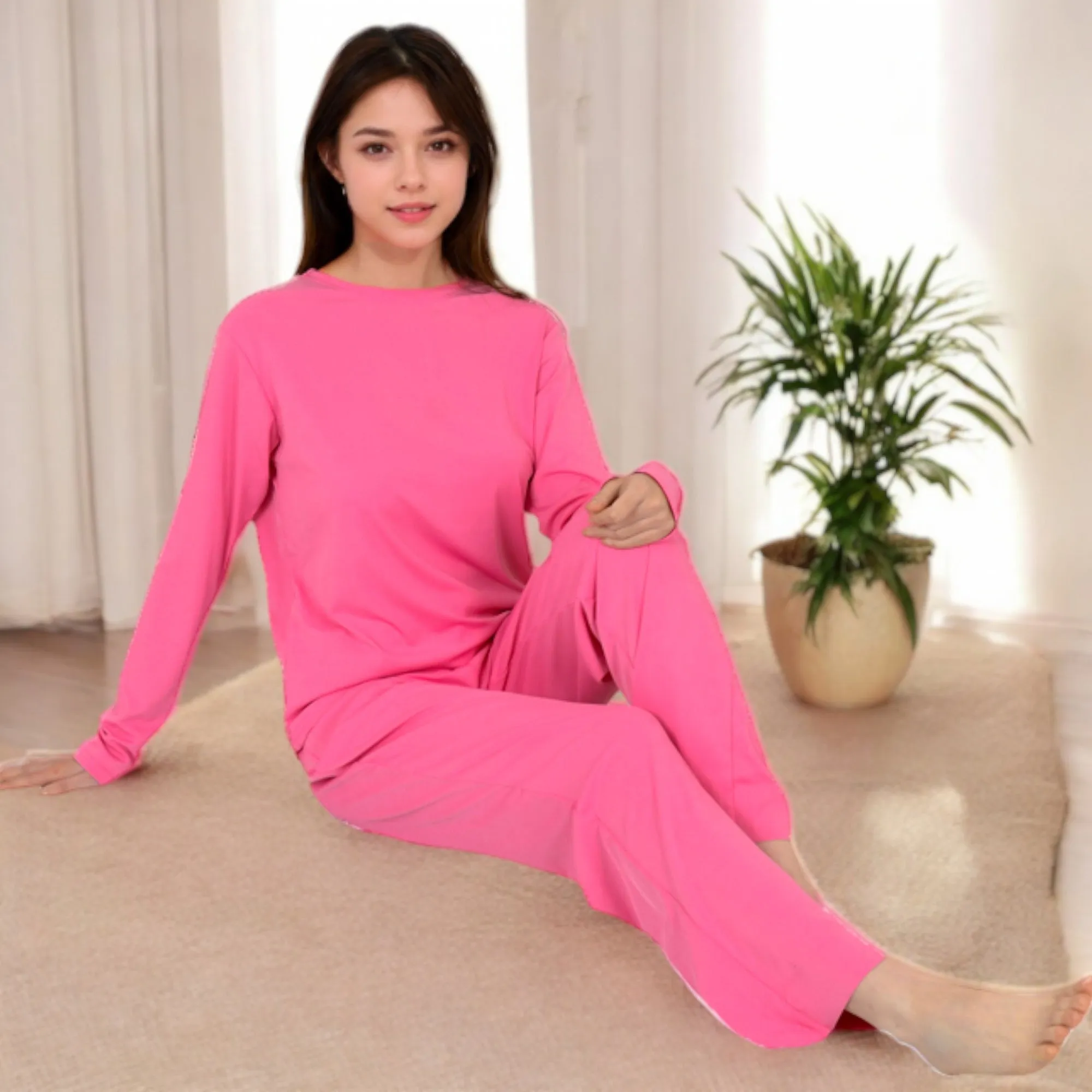 Anna-Kaci Women's Long Sleeve Pajama Set with Relaxed Fit and Soft Fabric