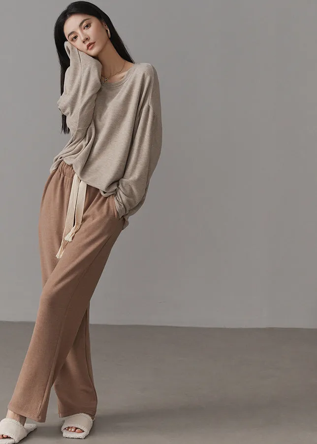 Art O-Neck Knitting Cotton Couple Pajamas Two Pieces Set Spring LY2821
