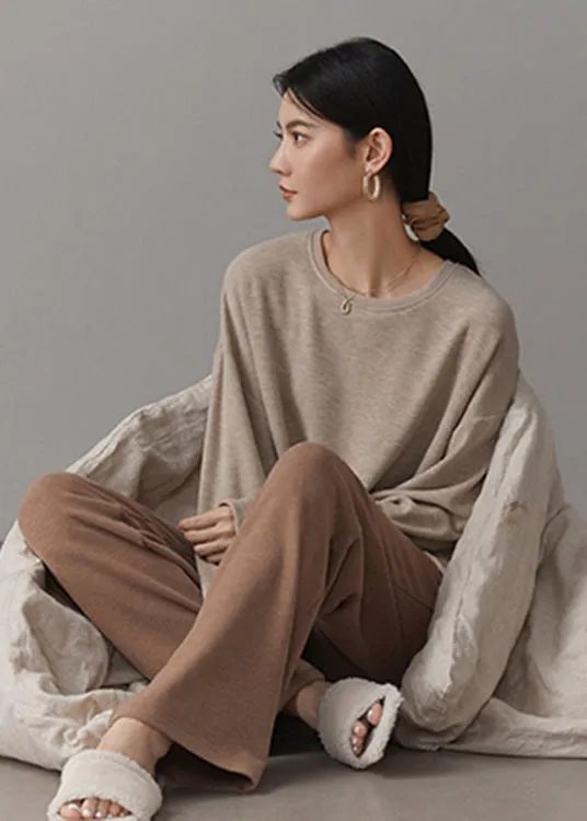 Art O-Neck Knitting Cotton Couple Pajamas Two Pieces Set Spring LY2821