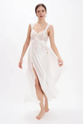 B2B - Silk Satin & Georgette Long Nightgown
