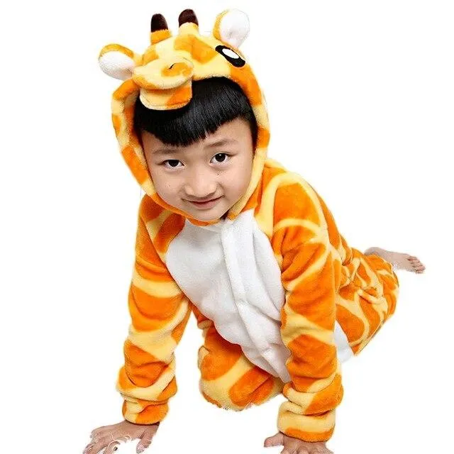 Baby Boys Girls Pajamas Autumn Winter Children Flannel Animal animal Stitch Pajamas Kid Onesie Sleepwear for 4 6 8 10 12 Years