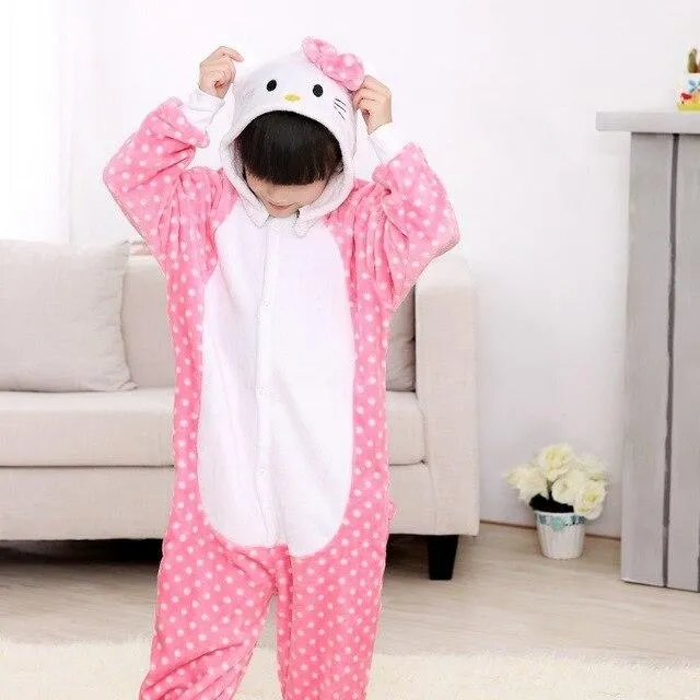 Baby Boys Girls Pajamas Autumn Winter Children Flannel Animal animal Stitch Pajamas Kid Onesie Sleepwear for 4 6 8 10 12 Years