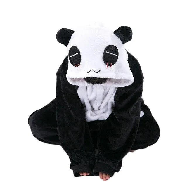 Baby Boys Girls Pajamas Autumn Winter Children Flannel Animal animal Stitch Pajamas Kid Onesie Sleepwear for 4 6 8 10 12 Years