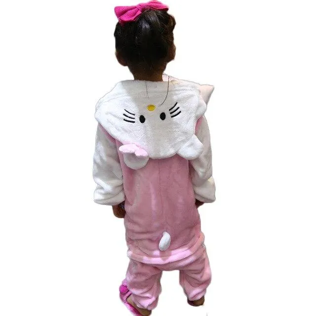 Baby Boys Girls Pajamas Autumn Winter Children Flannel Animal animal Stitch Pajamas Kid Onesie Sleepwear for 4 6 8 10 12 Years