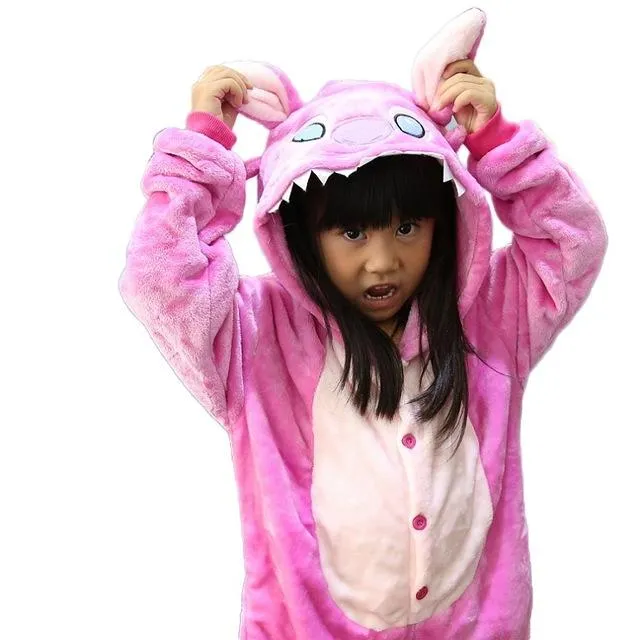 Baby Boys Girls Pajamas Autumn Winter Children Flannel Animal animal Stitch Pajamas Kid Onesie Sleepwear for 4 6 8 10 12 Years