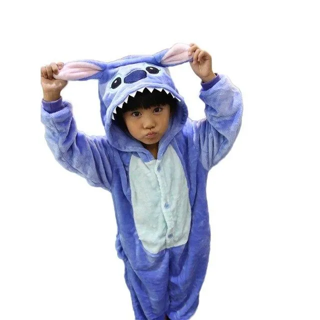 Baby Boys Girls Pajamas Autumn Winter Children Flannel Animal animal Stitch Pajamas Kid Onesie Sleepwear for 4 6 8 10 12 Years