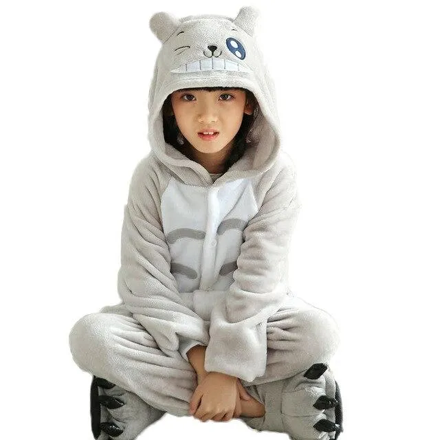 Baby Boys Girls Pajamas Autumn Winter Children Flannel Animal animal Stitch Pajamas Kid Onesie Sleepwear for 4 6 8 10 12 Years