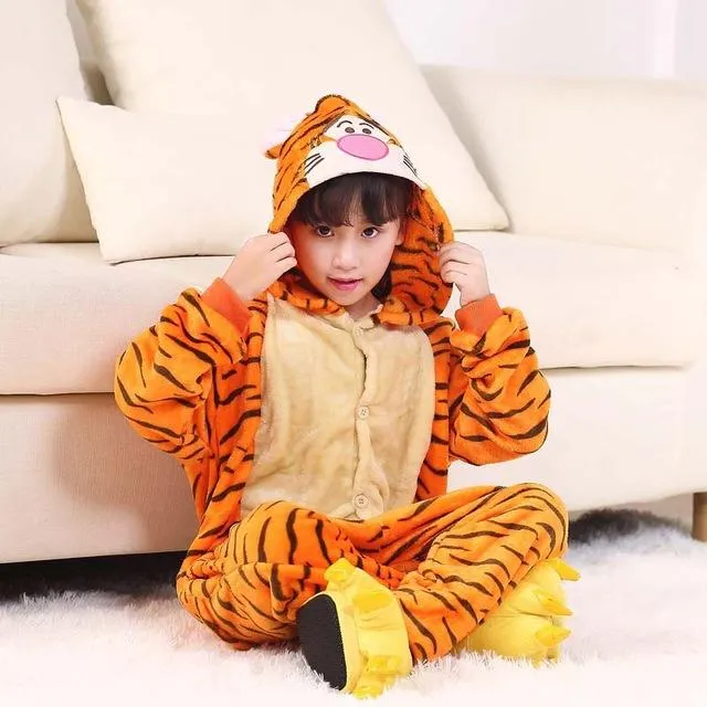 Baby Boys Girls Pajamas Autumn Winter Children Flannel Animal animal Stitch Pajamas Kid Onesie Sleepwear for 4 6 8 10 12 Years