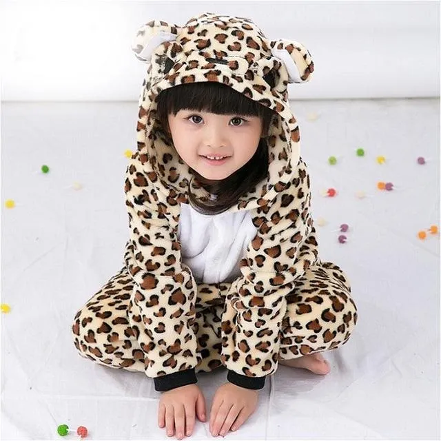Baby Boys Girls Pajamas Autumn Winter Children Flannel Animal animal Stitch Pajamas Kid Onesie Sleepwear for 4 6 8 10 12 Years