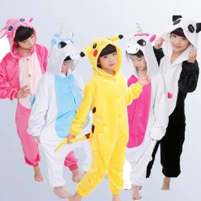 Baby Boys Girls Pajamas Autumn Winter Children Flannel Animal animal Stitch Pajamas Kid Onesie Sleepwear for 4 6 8 10 12 Years