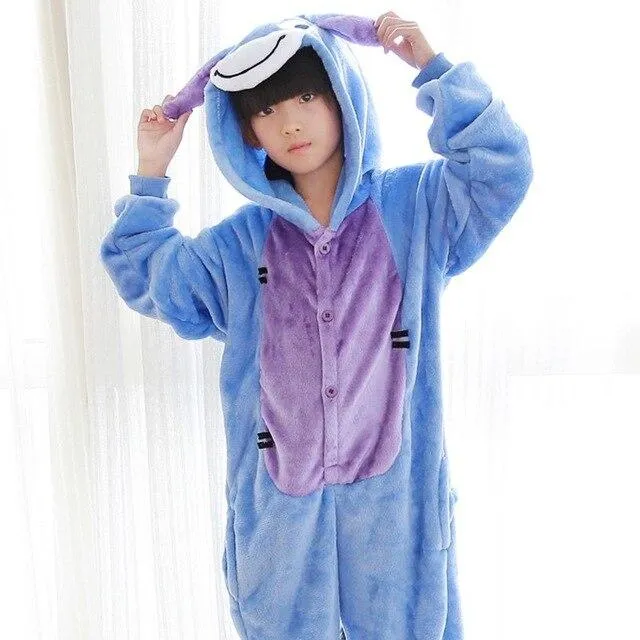 Baby Boys Girls Pajamas Autumn Winter Children Flannel Animal animal Stitch Pajamas Kid Onesie Sleepwear for 4 6 8 10 12 Years