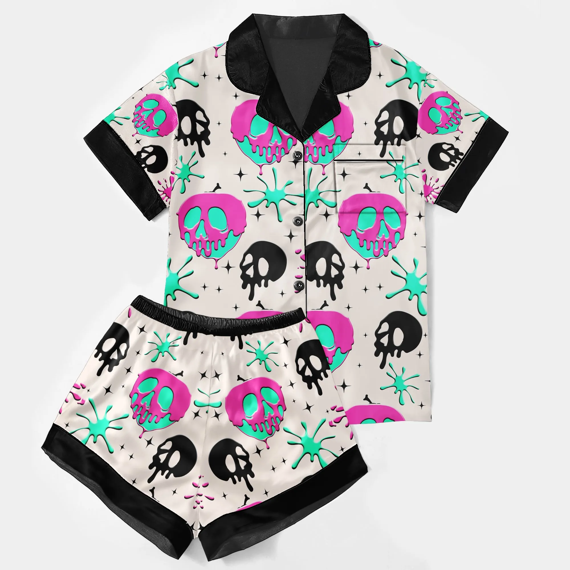 Baby Skull Paint Women's Pajama Sets Top Sleeve & Short Bottom