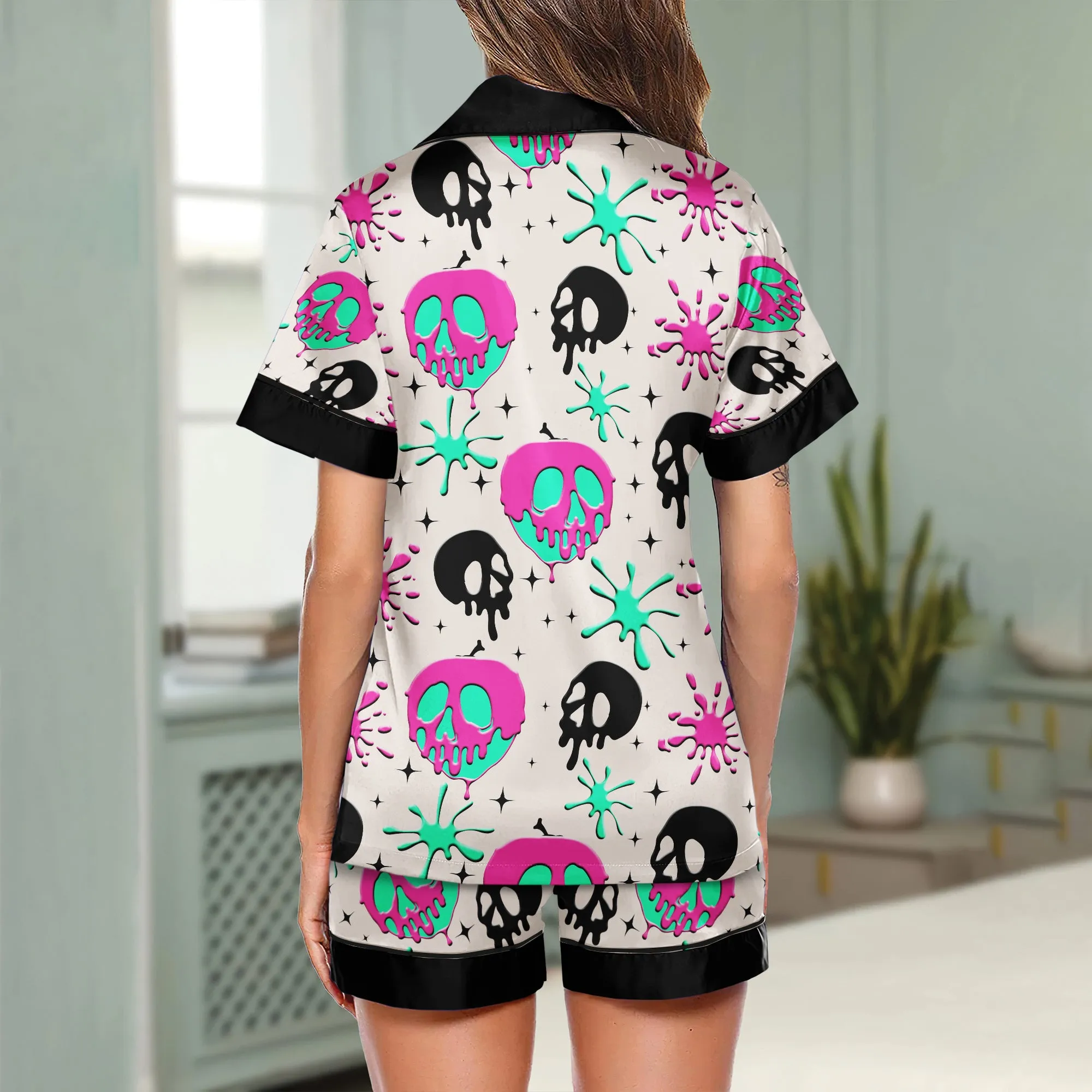 Baby Skull Paint Women's Pajama Sets Top Sleeve & Short Bottom