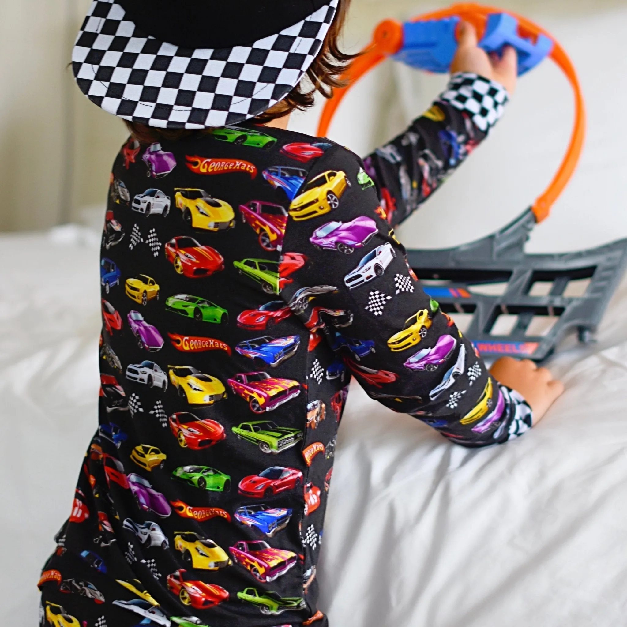 Black GH Wheels Bamboo Long Sleeve Pajamas