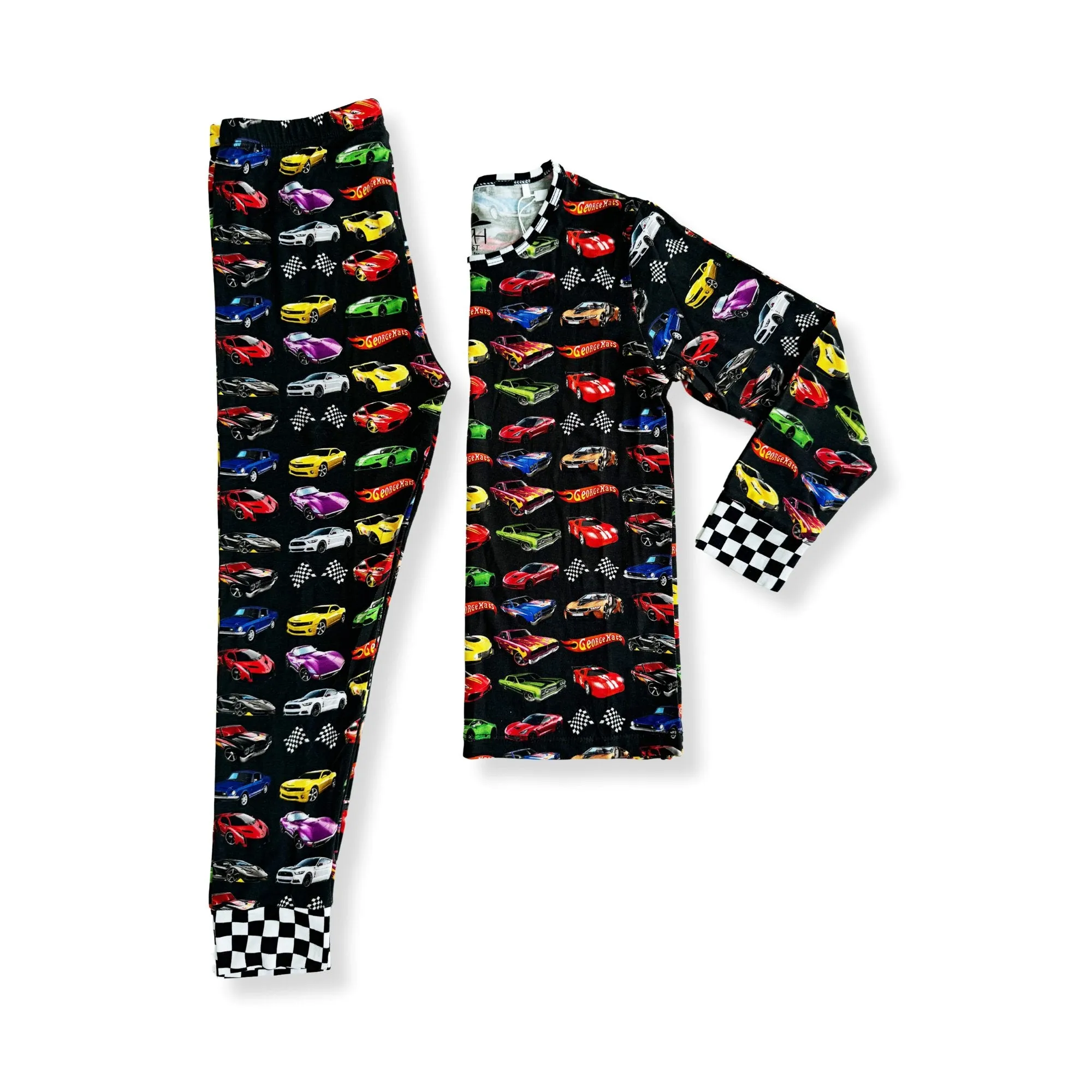 Black GH Wheels Bamboo Long Sleeve Pajamas
