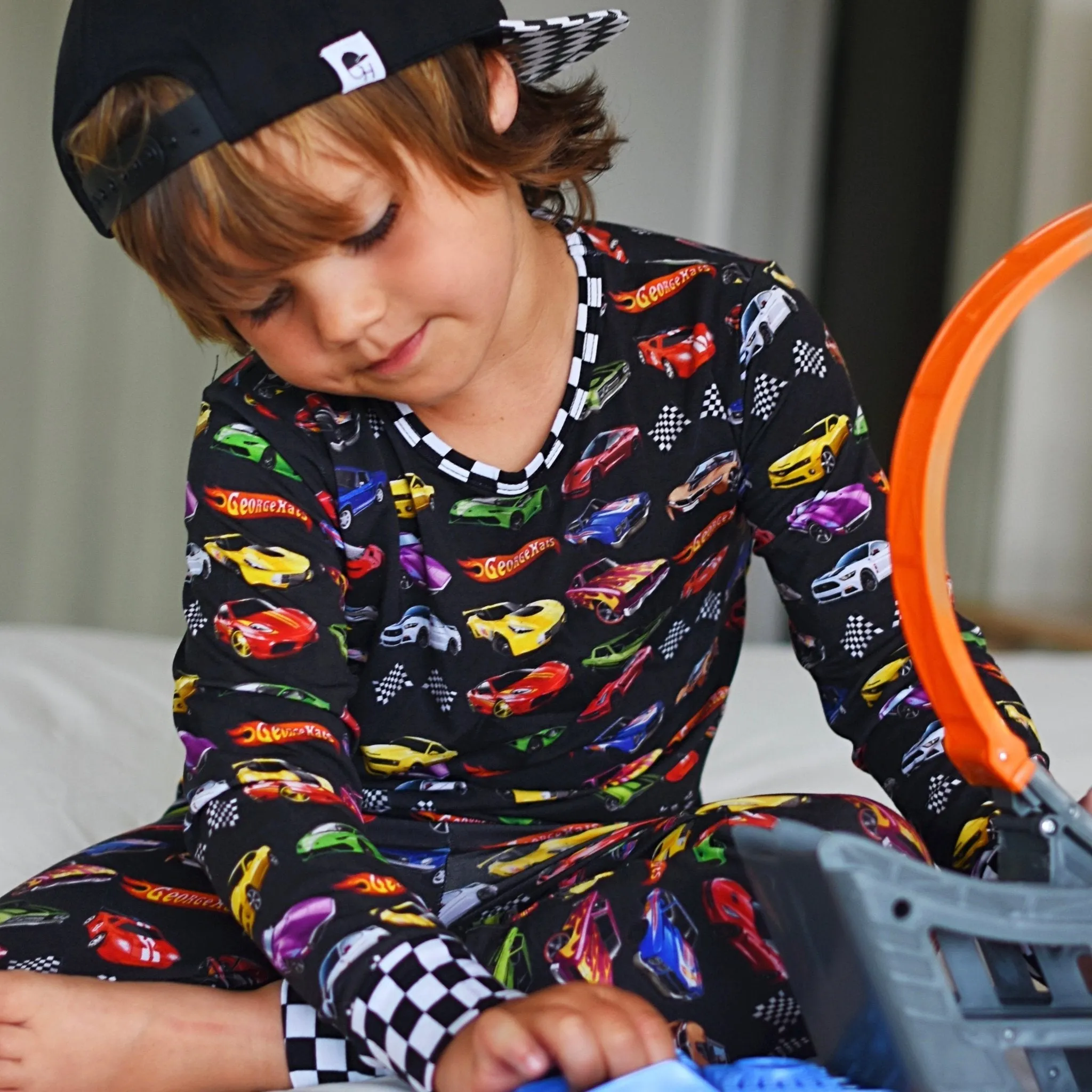Black GH Wheels Bamboo Long Sleeve Pajamas