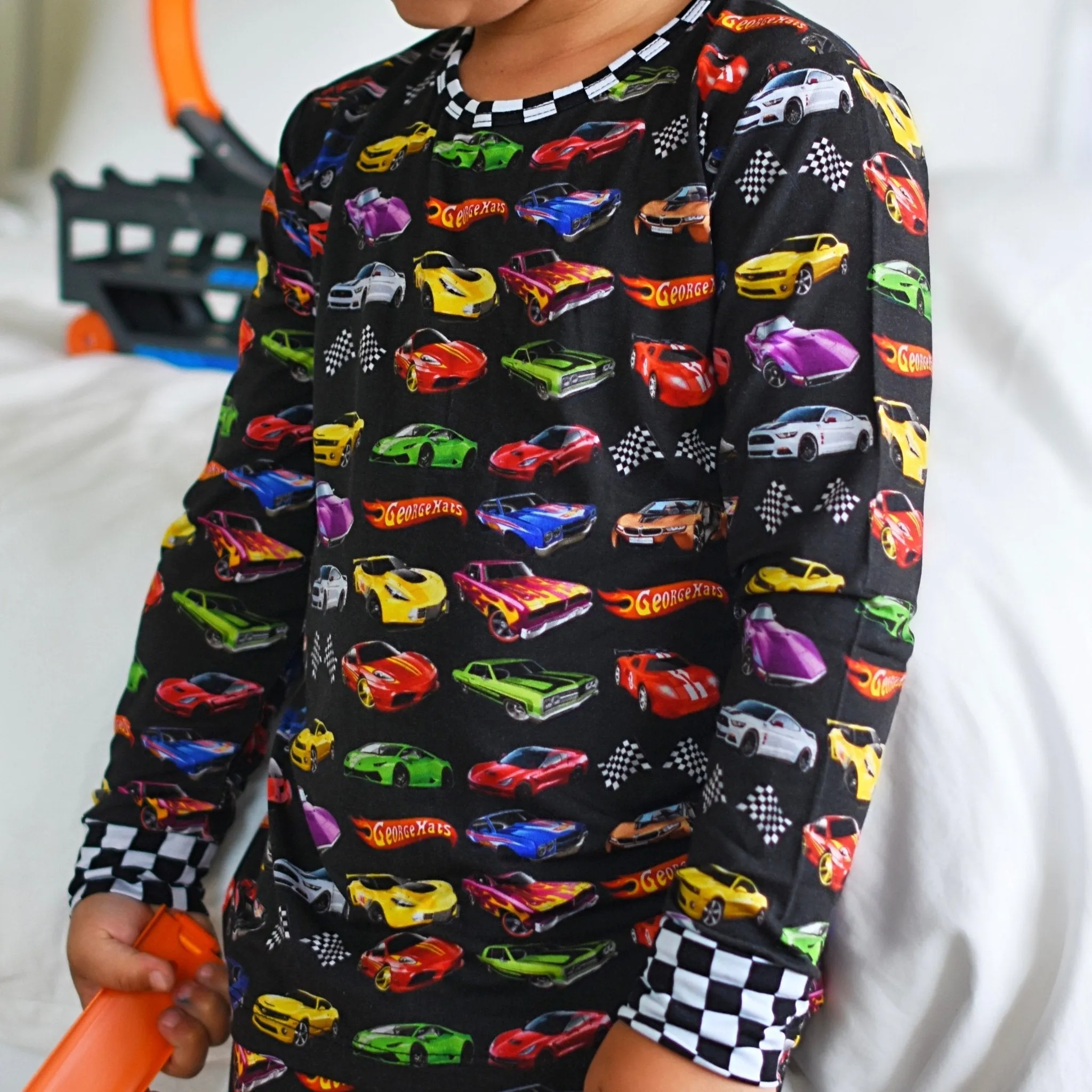 Black GH Wheels Bamboo Long Sleeve Pajamas