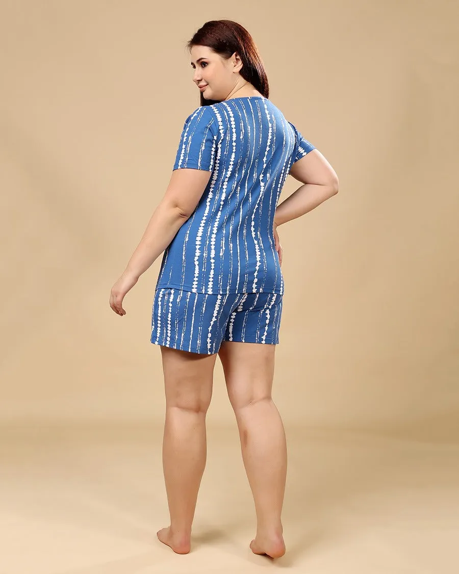 Blue Tie n Dye Night Suit Set