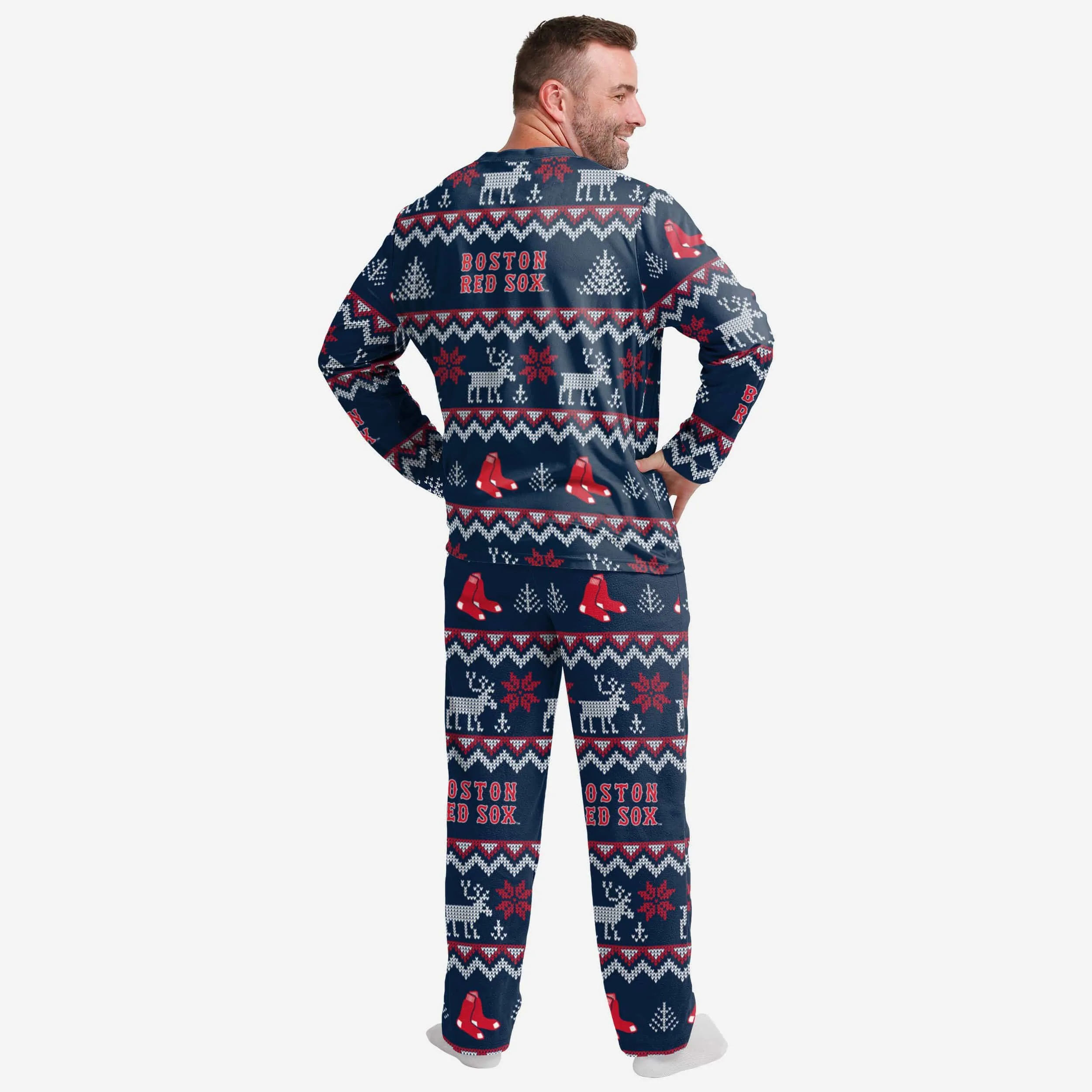 Boston Red Sox Mens Ugly Pattern Family Holiday Pajamas