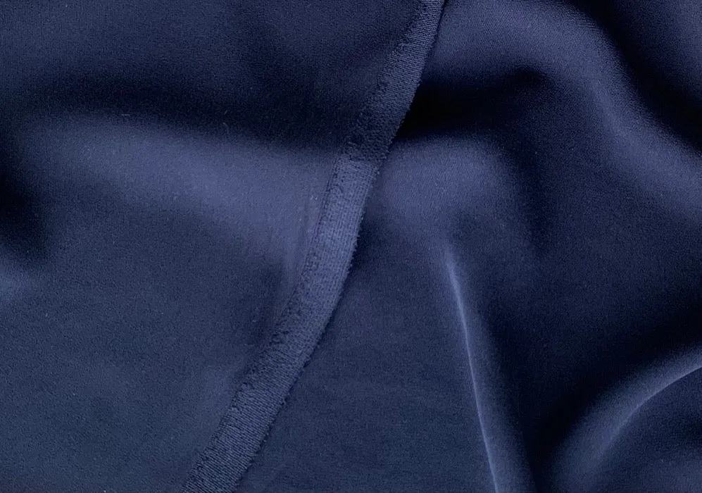 Bright Navy Stretch Silk Crepe De Chine