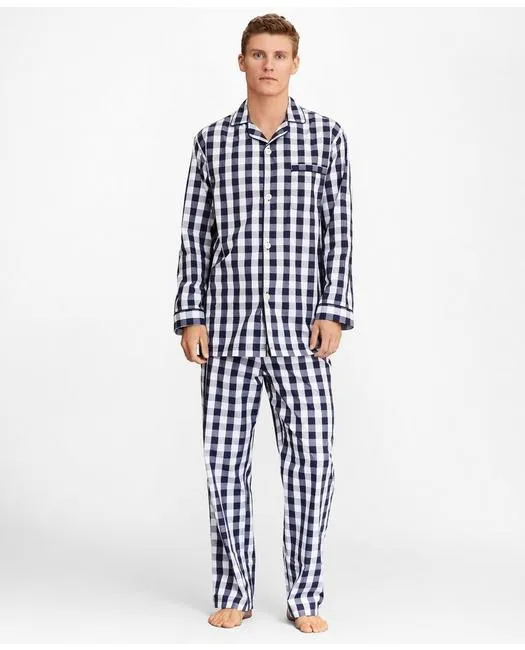 Brooks Brothers Men's Buffalo Check Pajamas Navy