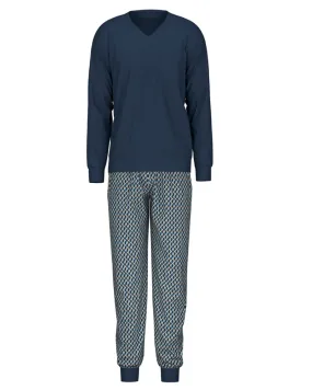 Calida Relax Imprint Men's 100% Cotton Pajamas Set with Cuff