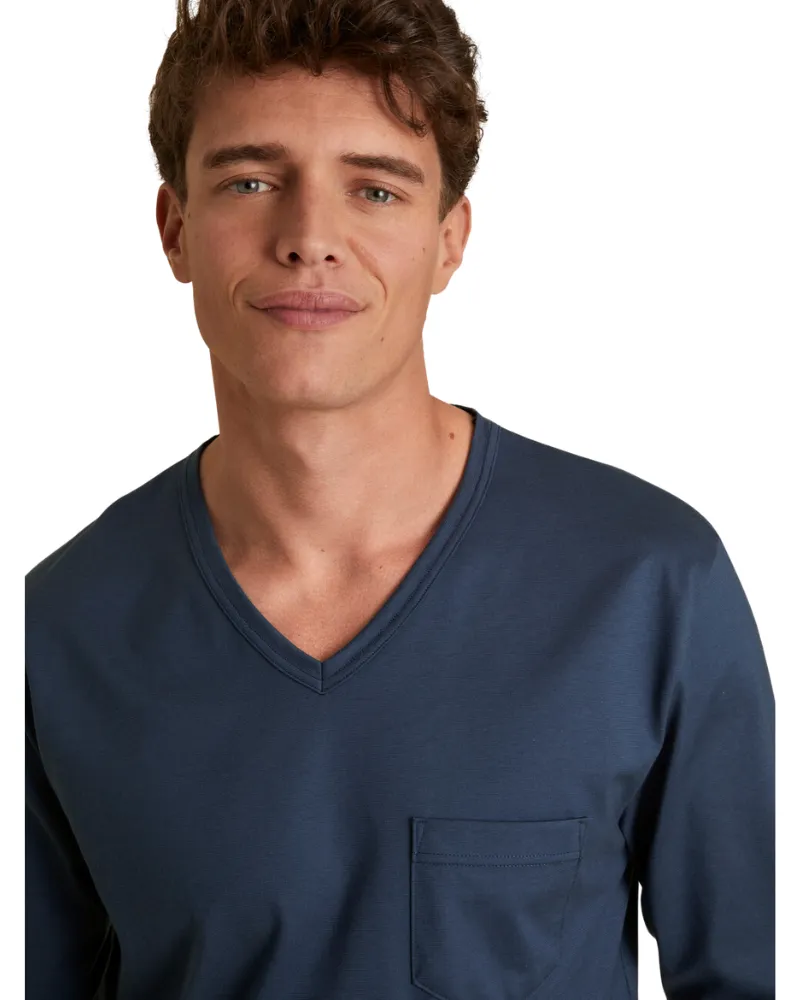 Calida Relax Imprint Men's 100% Cotton Pajamas Set with Cuff