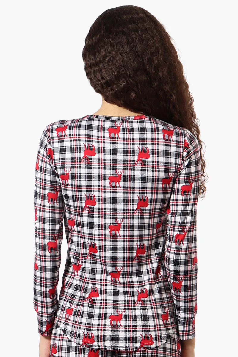 Canada Weather Gear Reindeer Pattern Henley Pajama Top - Multi