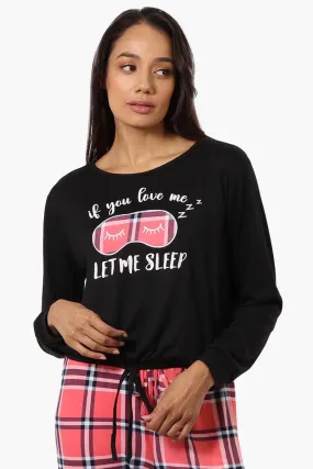 Canada Weather Gear Sleep Print Drawstring Pajama Top - Black