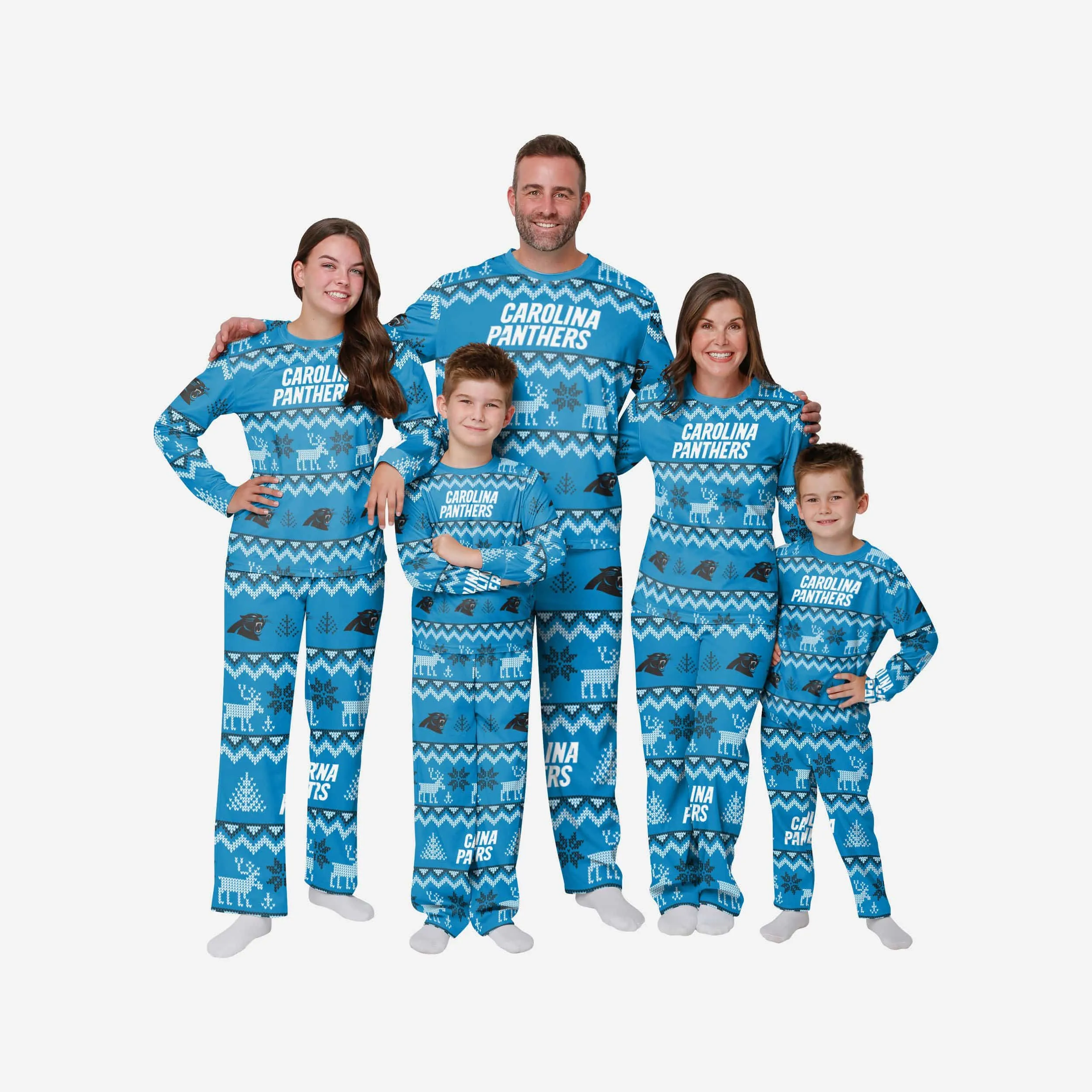 Carolina Panthers Mens Ugly Pattern Family Holiday Pajamas