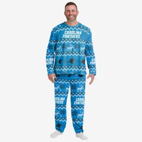 Carolina Panthers Mens Ugly Pattern Family Holiday Pajamas