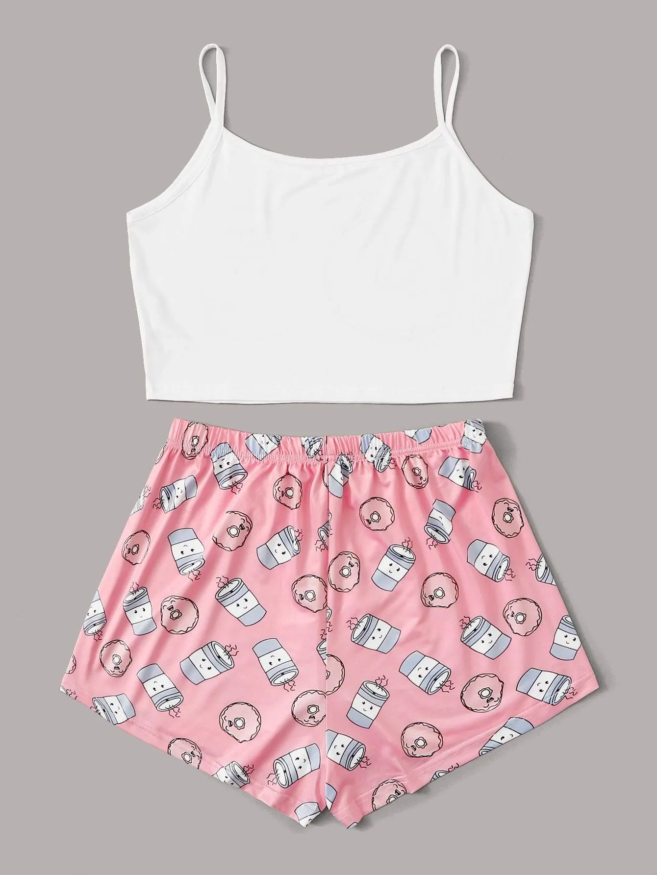 Cartoon & Letter Print Cami Pajama Set