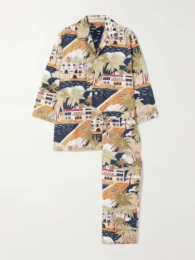 Casablanca printed cotton and silk-blend pajama set
